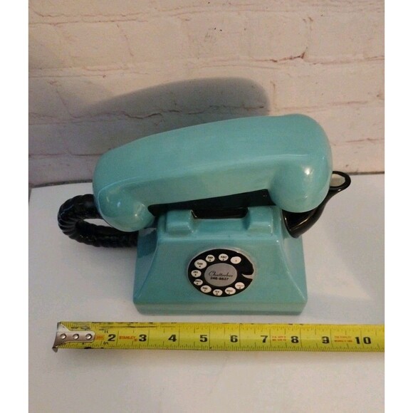 Giftcraft Chatterbox Rotary Phone Shape Ceramic Teapot Turquoise & Black - Picture 9 of 11